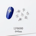 Détails de bijoux à ongles en étoile avec base argentée et strass clairs, 6x8mm - Style Éclat Radiant Strass Argenté (6680)