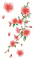 Adesivi per tatuaggi temporanei con fiori di ciliegio rosa e petali per clavicola - Stile Ramo di Fiori di Pesco Rosa (LY420)