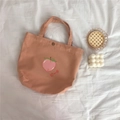 Süße korallenrosa Canvas-Tasche mit Pfirsich-Aufdruck und sicherem Metalldruckknopf - Rosa Pfirsich