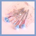 7-tlg. Glitzer-Flüssigsand-Make-up-Pinsel-Set mit blauem Farbverlauf und PVC-Tasche - Mit Tasche / Blau