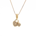 Gold heart angel wing necklace with micro-paved zircons and keyhole design - Heart Lock Pendant / Gold