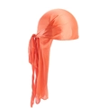 Silky coral orange durag with long tail and smooth glossy finish for hair styling - One Size / Orange