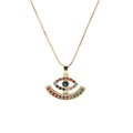 Goldene Halskette mit einem lebhaften Evil-Eye-Anhänger und bunten eingelegten Edelsteinen - Böser Blick Typ 1