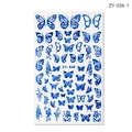 Metallic blue butterfly nail art stickers with laser foil pattern on a white background - ZY-036 Blue