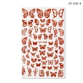 Nail art sticker featuring red glitter butterfly and floral patterns model ZY-036-4 - ZY-036 Red