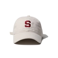 Casquette de baseball beige avec lettre S brodée rouge et couronne structurée - Beige (Lettre S)