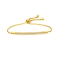 Minimalistisches goldenes Zugarmband mit funkelnder Zirkonia-Leiste und Verstellperle - Gold