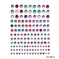 Detailed macro view of colorful round acrylic rhinestone face gems in various sizes - ET-08-4 Colorful Round Rhinestone