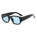 Classic square sunglasses with thick black frame and light blue transparent lenses - Black Frame Blue Lens