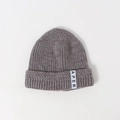 Berretto in maglia grigio scuro per bambini con etichetta tessuta APER bianca - Bambini (48-54CM) / Grigio