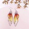 S925 silver butterfly earrings featuring orange yellow gradient wings with sequins - Orange-Silver Foil