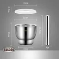Extra large 304 stainless steel mortar and pestle set with lid, 15cm diameter size - Extra Large Upgraded Reinforced