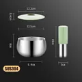 Set mortaio e pestello in acciaio inossidabile 304 con coperchio e pestello pesante - Grande Ciotola Rotonda
