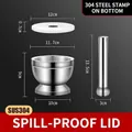 Classic 304 stainless steel garlic mortar and pestle set with lid, 12cm diameter - Large Classic Style