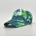 Tie-dye baseball cap in emerald green and navy blue with six-panel cotton canvas structure - Blue and Green Tie-Dye