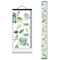 Nordic watercolor botanical canvas growth chart with wooden frame for kids' room decor - Style V