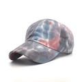 Berretto da baseball tie-dye da donna in cotone blu e rosa con design a sei pannelli per sole - M (56-58cm) / Blu Grigio Tie-dye