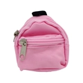 Roze mini rugzak portemonnee van canvas stof met zilveren metalen ritssluiting - Lichtroze