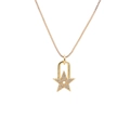 Goldene Halskette mit Zirkonia-Stern-Anhänger und U-Verschluss auf Box-Kette - Stern