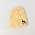 Hellgelbe Strickmütze für Kinder mit Umschlag und minimalistischem Cartoon-Stickerei-Patch - Gelb