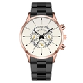 Business men's watch with rose gold case, white dial and black metal strap - White Dial Rose Gold Case Black Band (Curved End)