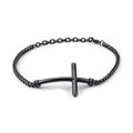 Zwarte roestvrijstalen herenarmband met gevlochten schakels en een kruis hanger - Zwart Kruis Armband(KB110129-K)