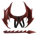 Dunkelrotes Drachenflügel und Schwanz Set aus PU-Schaum für Halloween und Cosplay Kostüme - Rote Schaumstoffflügel + Schwanz Für Erwachsene