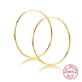 Minimalist large hoop earrings in 925 sterling silver with a shiny gold plated finish - Gold