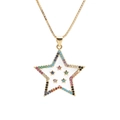 Collana chic stella e luna con cristalli multicolore e ciondolo stella in smalto bianco - Stella Stile 1