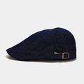 Detail of vintage navy denim ivy cap showing metal buckle and textured stitching - M(56-58cm) / Dark Blue