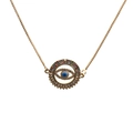 Goldene Halskette mit Evil-Eye-Anhänger, bunten Edelsteinen und Kristallrand für Damen - Gold Böser Blick Stil 2