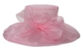 Elegant light pink organza sun hat for women with a large multi-layer bow decoration - M (56-60cm) / Pink