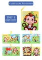 Detalle de 6 libros de tela suave para bebés con coloridas ilustraciones de animales - Monkey