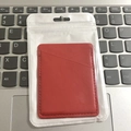 Adhesive red PU leather double card holder for phone back in retail zipper bag - Nappa Red