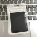 Slim black PU leather stick-on phone card holder with dual slots and minimalist stitching - Nappa Black