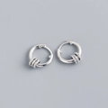 Macro shot of silver S925 hoop earrings with three detachable pave crystal beads - 925 Silver / White Gold