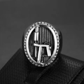 Anello da uomo in acciaio inossidabile bicolore stile punk retrò con logo tatuaggio a rilievo - US 7 / Stile Mitragliatrice Argento (09205)