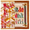 Carré de soie de 90 cm avec rayures diagonales, ceintures et motifs de harnais - 90cm / Bord Kaki