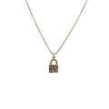 Detail of gold box chain necklace featuring a zircon-encrusted lock pendant with moon motifs - Lock 6-Star Moon Inlaid Lock