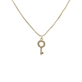 Elegante goldene Halskette mit mikroverzierten Zirkonia-Schlüsselanhänger an Box-Kette - Runder Schlüssel