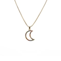 Golden moon pendant necklace with multicolored zircon stones on a box chain - Gold Rainbow Moon