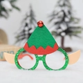Occhiali natalizi da elfo con montatura verde glitterata e cappello rosso su peluche - Occhiali da elfo verdi