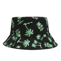 Zwarte vissershoed met groene palmboomprint in een minimalistische platte weergave - Eén maat / Groen