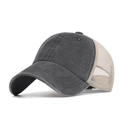Adjustable two-tone mesh baseball cap in dark grey cotton and cream breathable netting - Adjustable / Black