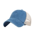 Adjustable denim baseball cap with beige mesh back and retro trucker style design - Adjustable / Lake Blue