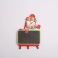 Mini wooden blackboard easel with festive snowman figurine and red striped hat decoration - Snowman