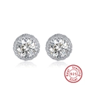Minimalist S925 sterling silver stud earrings with round brilliant cut cubic zirconia - Solitaire Round Studs SE231 / Silver