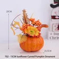 Artistic foam pumpkin ornament with sunflowers and berries for autumn decor, 20cm height - Sunflower Pumpkin Ornament / 702-15CM