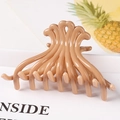 Minimalist beige geometric hair claw clip with glossy curved design for women hair styling - 8.3CM Small / Orange