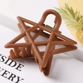 Matte brown star-shaped hair claw clip with hollow design and metal spring for women - 7.5cm / Brown